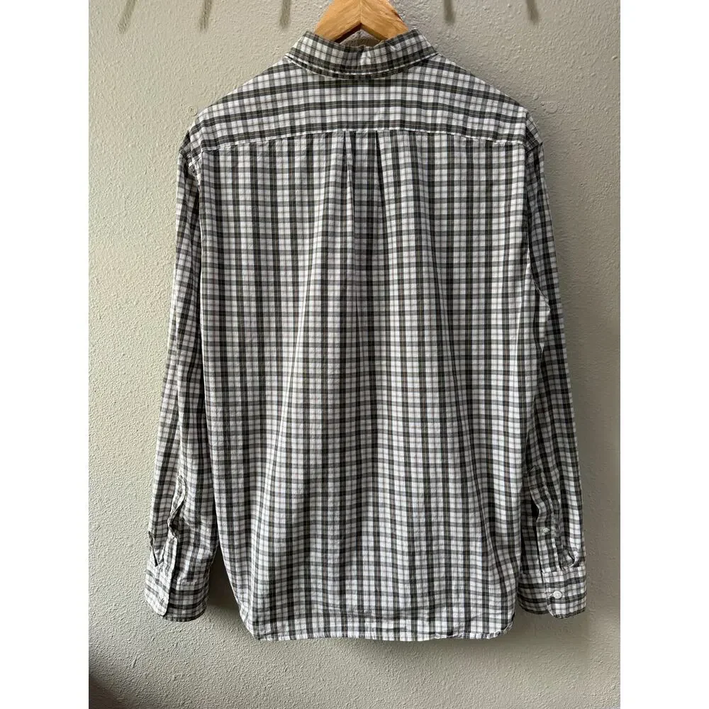 J. Crew Mens Slim Untucked Plaid Stretch Long Sleeve Button Up Brown Cream SizeL